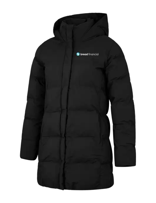Mercer+Mettle Womens Deep Black Puffy Parka  w/Bread Financial Logo