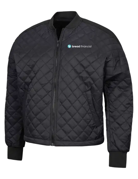 Mercer+Mettle Black Womens Boxy Quilted Jacket w/Bread Financial Logo