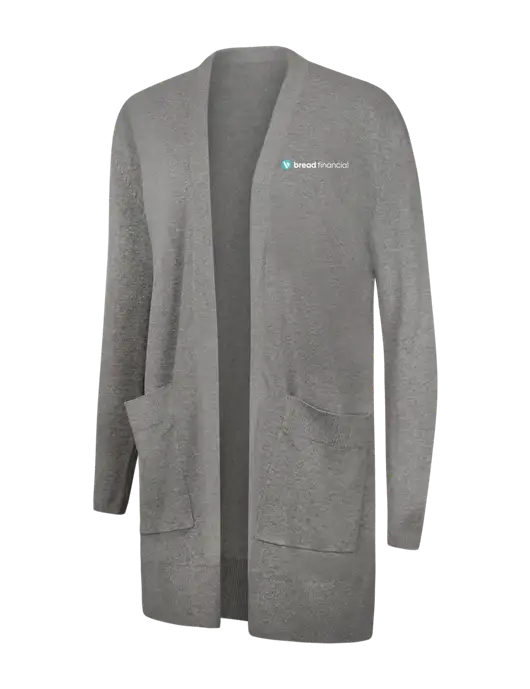 Mercer+Mettle Womens Light Grey Heather Open Front Cardigan Sweater w/Bread Financial Logo