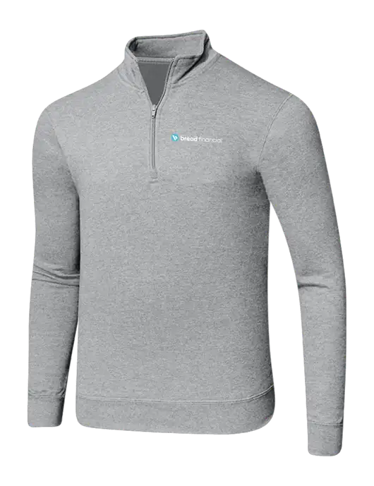 Light Heather Grey 8.5 oz Ring Spun 1/4 Zip Pullover Sweatshirt w/Bread Financial Logo
