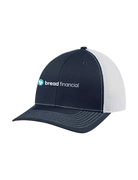 Richardson Adjustable Snapback Original 112 Trucker Cap Navy w/White Mesh w/Bread Financial Logo