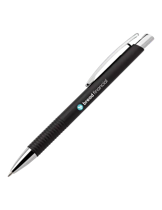 Malay Black Ballpoint Pen - Blue Ink w/Bread Financial Logo