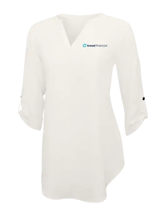 Ivory Womens 3/4 Sleeve Tunic Blouse w/Bread Financial Logo