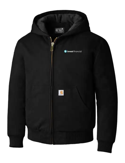 Carhartt Black Quilted-Flannel-Lined Duck Active Jacket w/Bread Financial Logo