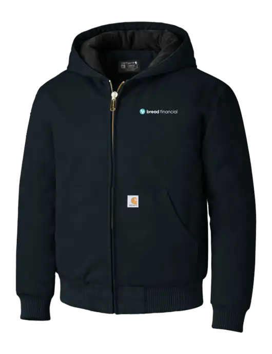 Carhartt Navy Quilted-Flannel-Lined Duck Active Jacket w/Bread Financial Logo