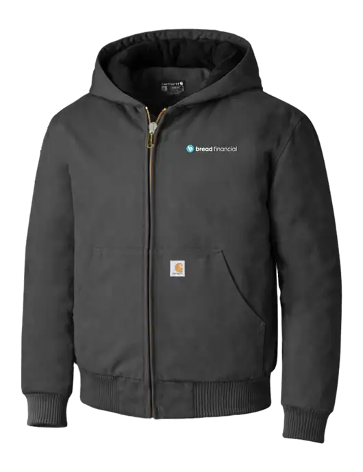 Carhartt Dark Grey Quilted-Flannel-Lined Duck Active Jacket w/Bread Financial Logo