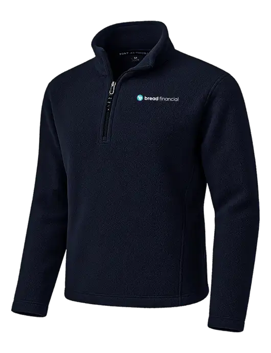 Navy Fleece 1/4-Zip Pullover w/Bread Financial Logo