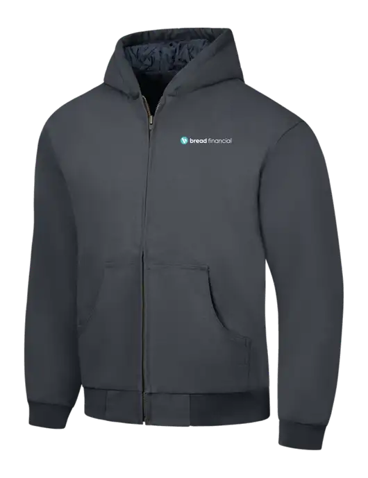 CornerStone Charcoal Duck Cloth Hooded Work Jacket w/Bread Financial Logo