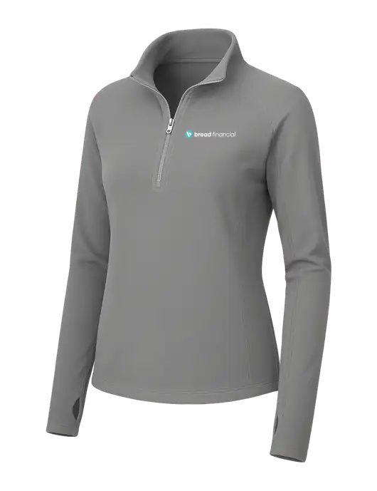 Womens Medium Grey Microfleece 1/2 Zip Pullover w/Bread Financial Logo