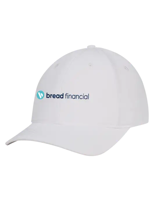White Nylon Twill Performance Cap w/Bread Financial Logo