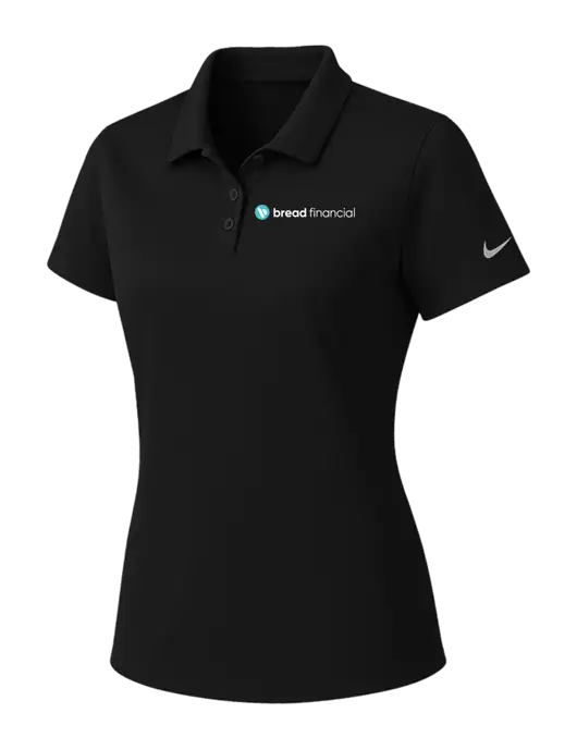 Nike Womens Black Dry Essential Solid Polo w/Bread Financial Logo