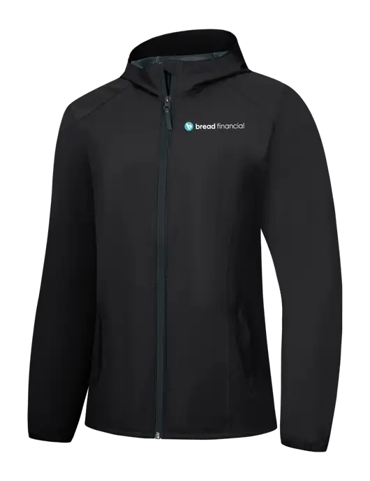 Womens Black Essential Rain Jacket w/Bread Financial Logo