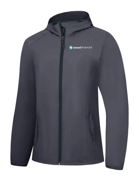 Womens Dark Grey Essential Rain Jacket w/Bread Financial Logo