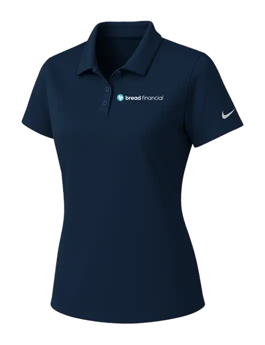 Nike Womens Navy Dry Essential Solid Polo w/Bread Financial Logo