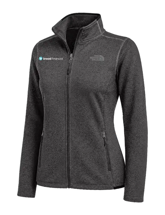 The North Face Womens Dark Grey Heather Skyline Full-Zip Fleece Jacket w/Bread Financial Logo