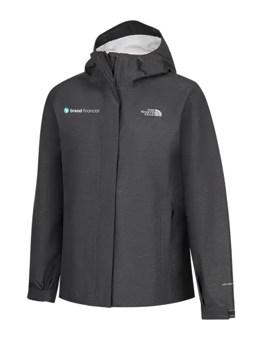 The North Face Womens Dark Grey Heather DryVent Rain Jacket w/Bread Financial Logo