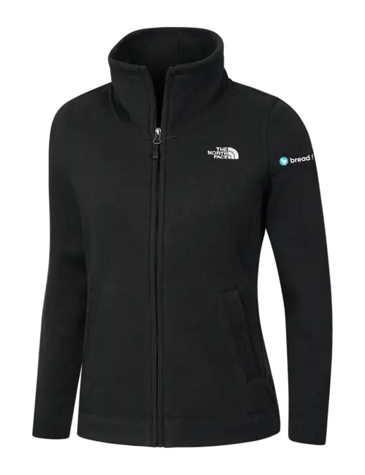 North Face Womens Black Heather Sweater Fleece Jacket w/Bread Financial Logo