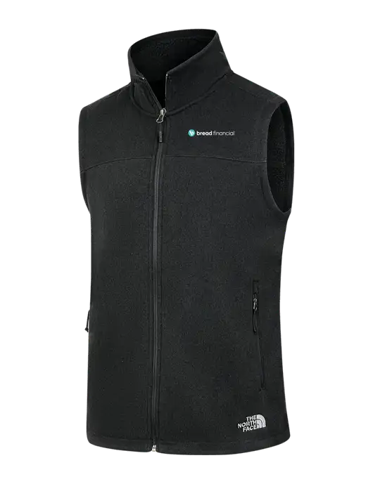 North Face Black Heather Sweater Fleece Vest  w/Bread Financial Logo