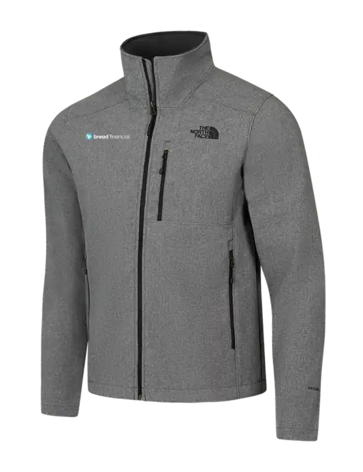 North Face Light Grey Heather Apex Barrier Soft Shell Jacket w/Bread Financial Logo