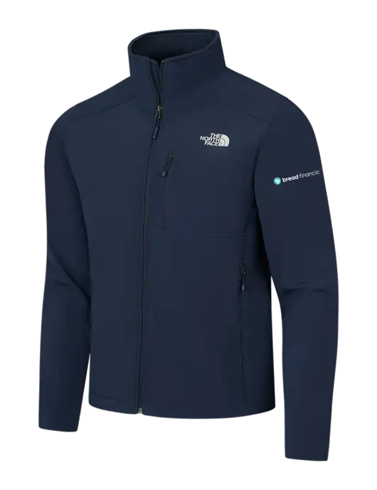 North Face Navy Apex Barrier Soft Shell Jacket w/Bread Financial Logo
