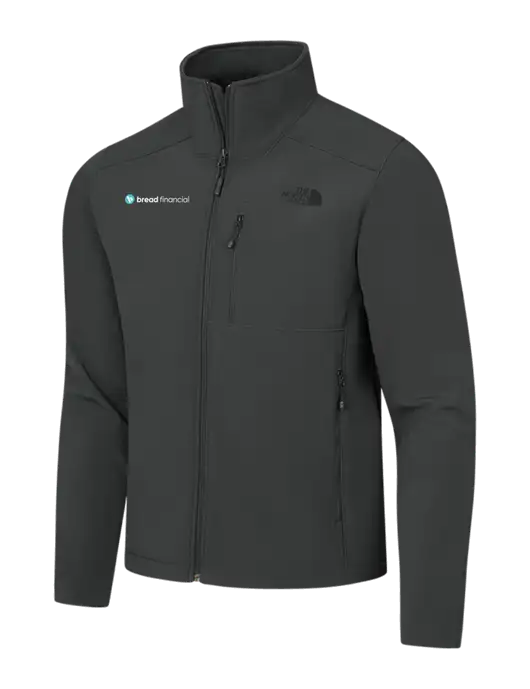 The North Face Dark Medium Grey Apex Barrier Soft Shell Jacket w/Bread Financial Logo