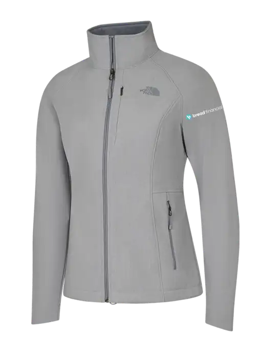 North Face Womens Light Grey Heather Apex Barrier Soft Shell Jacket  w/Bread Financial Logo