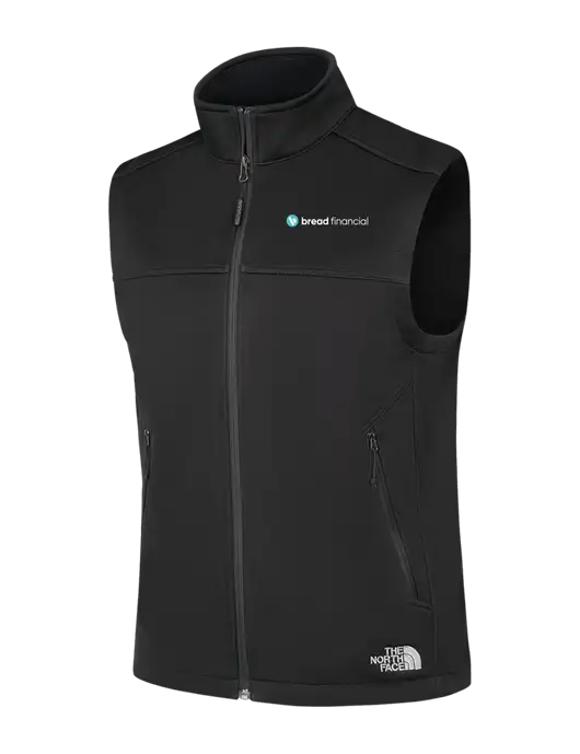 North Face Black Ridgewall Soft Shell Vest w/Bread Financial Logo
