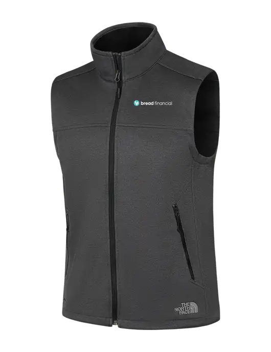 North Face Dark Grey Heather Ridgewall Soft Shell Vest w/Bread Financial Logo