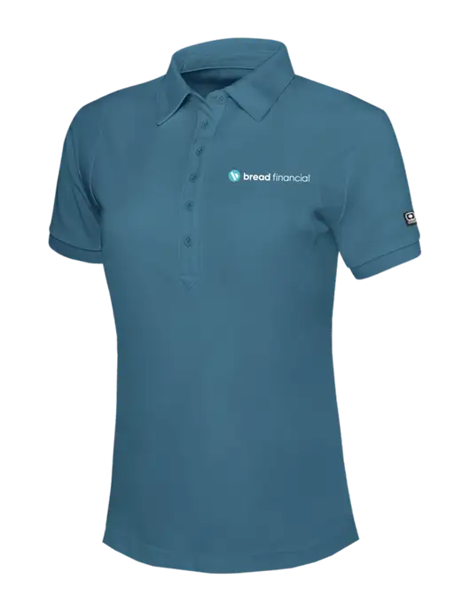 OGIO Womens Light Slate Blue Jewel Polo w/Bread Financial Logo