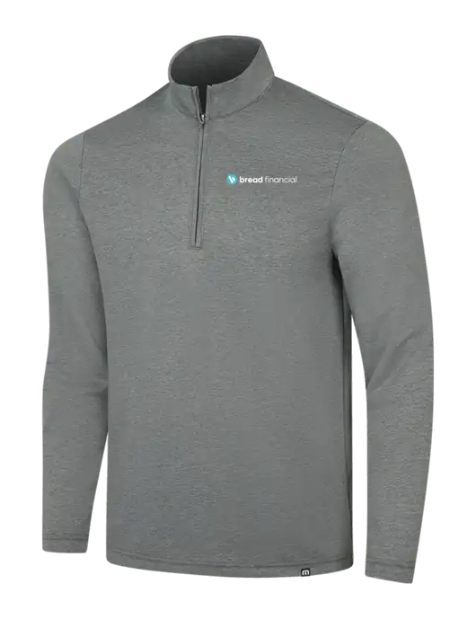 TravisMathew Dark Grey Heather Coveside ¼-Zip w/Bread Financial Logo
