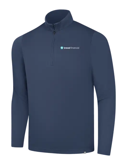 TravisMathew Navy Coveside ¼-Zip w/Bread Financial Logo