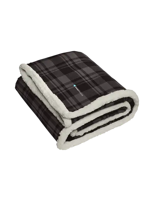 Charcoal/Medium Grey Flannel  Sherpa Blanket w/Bread Financial Logo
