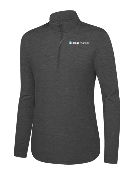  Womens Dark Grey Heather C-FREE Double Knit 1/4-Zip w/Bread Financial Logo