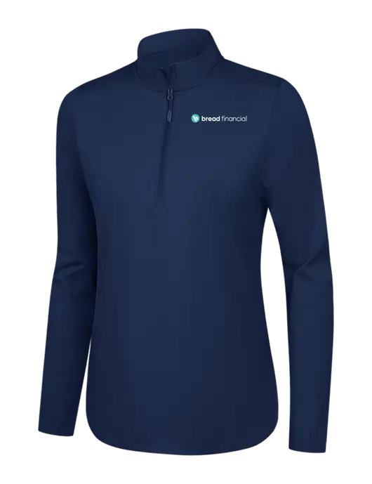  Womens Dark Navy C-FREE Double Knit 1/4-Zip w/Bread Financial Logo