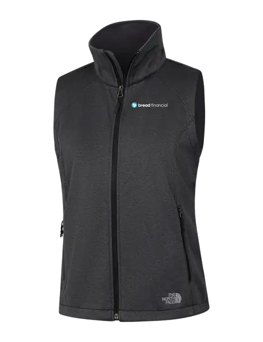 The North Face Womens Dark Grey Heather Ridgewall Soft Shell Vest  w/Bread Financial Logo