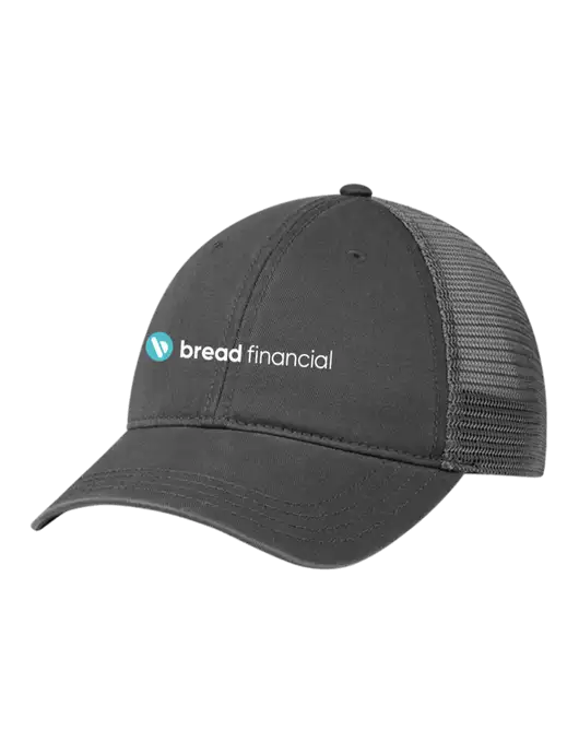 Richardson 111 Garment Washed Trucker Cap Charcoal w/Charcoal Mesh w/Bread Financial Logo