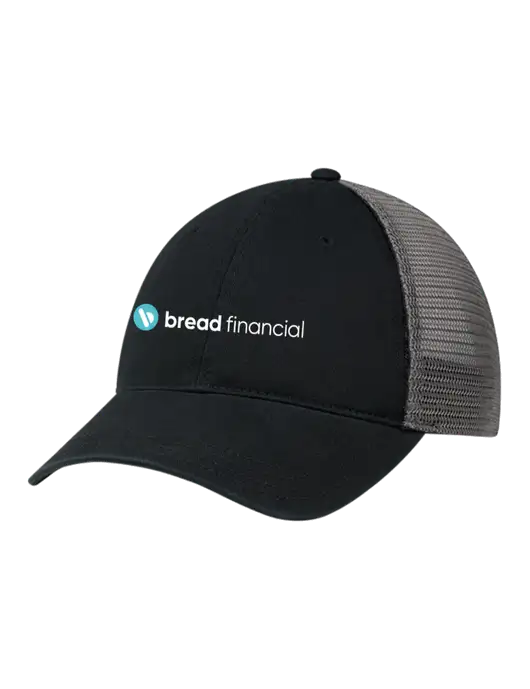 Richardson 111 Garment Washed Trucker Cap Black w/Charcoal Mesh w/Bread Financial Logo