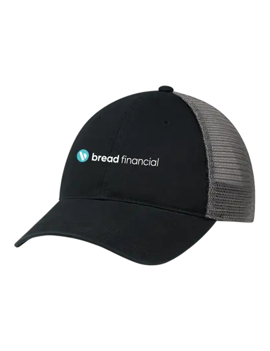 Richardson 111 Garment Washed Trucker Cap Black w/Charcoal Mesh w/Bread Financial Logo