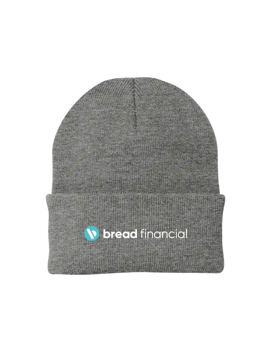 Medium Grey Heather Knit Cap w/Bread Financial Logo