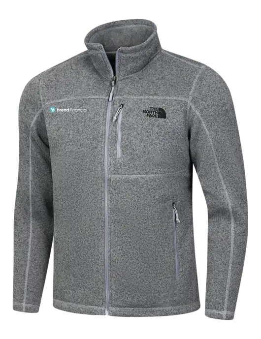 North Face Medium Grey Heather Sweater Fleece Jacket w/Bread Financial Logo
