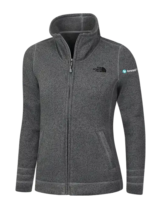 North Face Womens Medium Grey Heather Sweater Fleece Jacket w/Bread Financial Logo