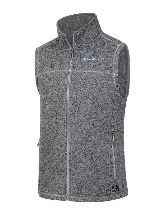 North Face Medium Grey Heather Sweater Fleece Vest w/Bread Financial Logo