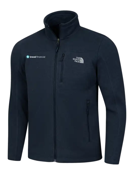 North Face Navy Heather Sweater Fleece Jacket w/Bread Financial Logo