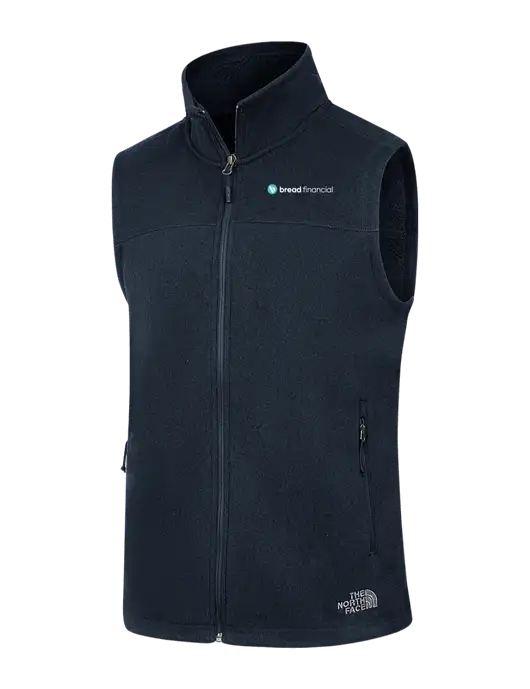 North Face Navy Heather Sweater Fleece Vest w/Bread Financial Logo