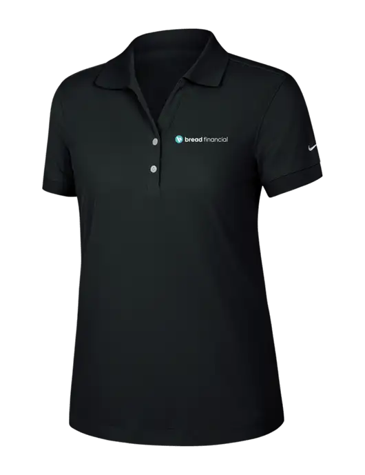 Nike Womens Dri-FIT Classic Black Polo w/Bread Financial Logo