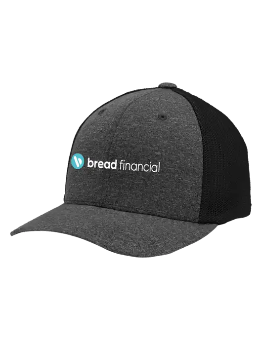 Flexfit Black/Dark Charcoal Heather Melange Mesh Back Trucker Cap w/Bread Financial Logo
