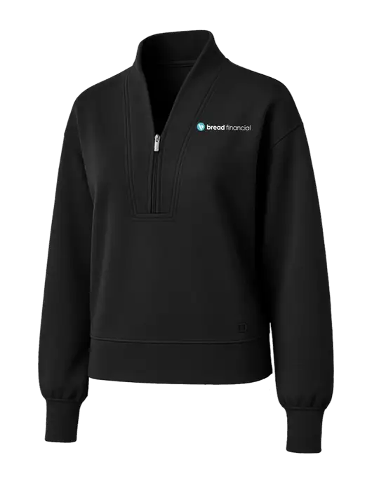 OGIO Womens Black Transcend 1/4-Zip w/Bread Financial Logo
