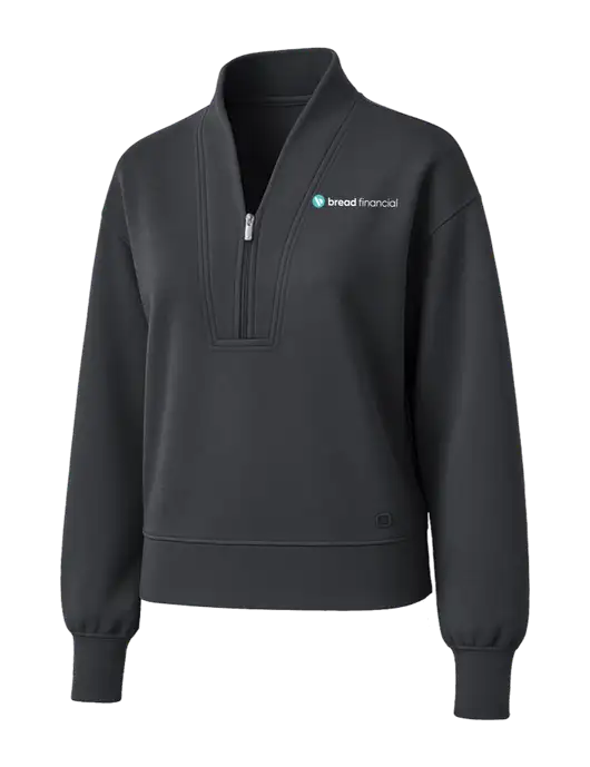 OGIO Womens Dark Grey Transcend 1/4-Zip w/Bread Financial Logo