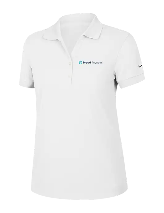 Nike Womens Dri-FIT Classic White Polo w/Bread Financial Logo