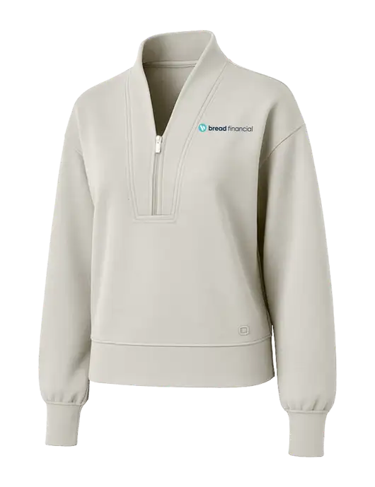 OGIO Womens Ivory Transcend 1/4-Zip w/Bread Financial Logo